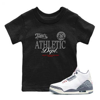 3s Cement Grey shirts to match jordans Goat Athletic Dept sneaker match tees Air Jordan 3 Cement Grey SNRT Sneaker Release Tees Youth Baby Black 1 crew neck shirts