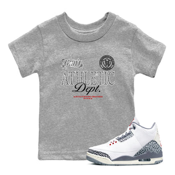3s Cement Grey shirts to match jordans Goat Athletic Dept sneaker match tees Air Jordan 3 Cement Grey SNRT Sneaker Release Tees Youth Baby Heather Grey 1 crew neck shirts
