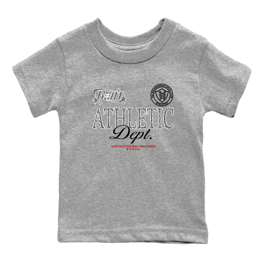 3s Cement Grey shirts to match jordans Goat Athletic Dept sneaker match tees Air Jordan 3 Cement Grey SNRT Sneaker Release Tees Youth Baby Heather Grey 2 crew neck shirts