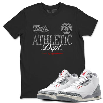 3s Cement Grey shirts to match jordans Goat Athletic Dept sneaker match tees Air Jordan 3 Cement Grey SNRT Sneaker Release Tees unisex cotton Black 1 crew neck shirts