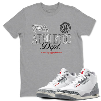 3s Cement Grey shirts to match jordans Goat Athletic Dept sneaker match tees Air Jordan 3 Cement Grey SNRT Sneaker Release Tees unisex cotton Heather Grey 1 crew neck shirts