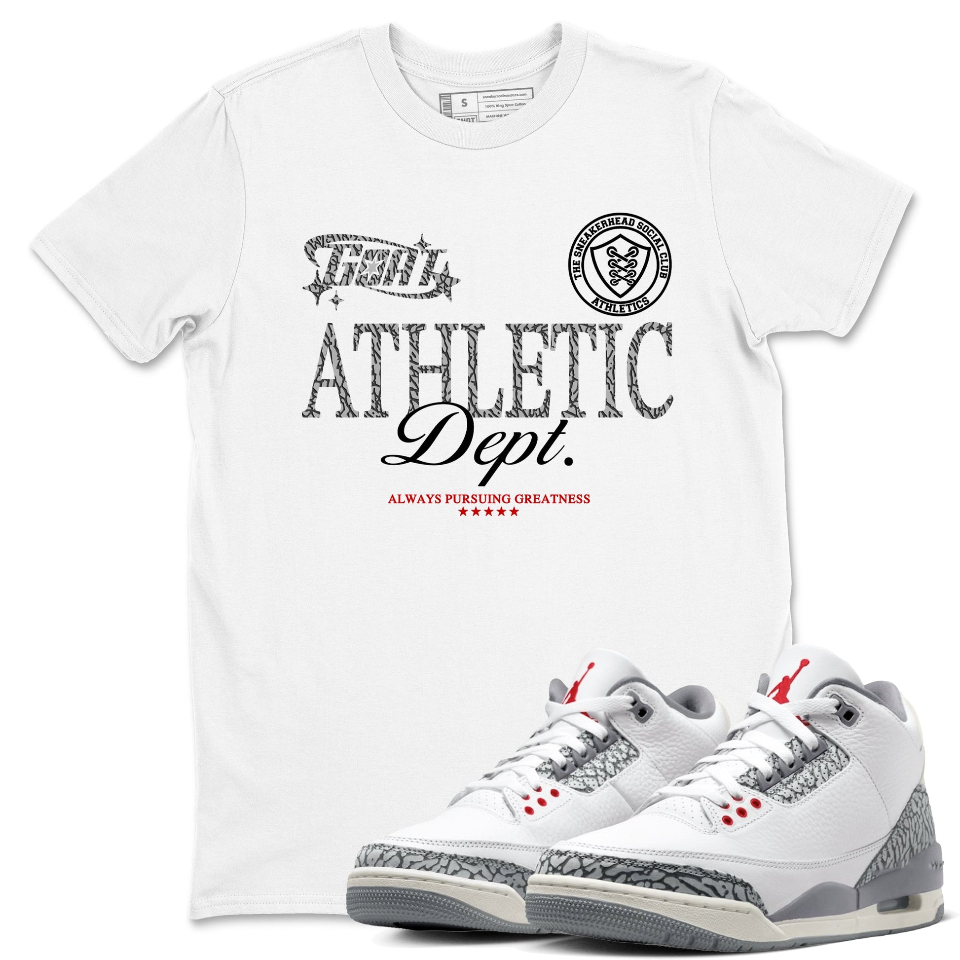 3s Cement Grey shirts to match jordans Goat Athletic Dept sneaker match tees Air Jordan 3 Cement Grey SNRT Sneaker Release Tees unisex cotton White 1 crew neck shirts