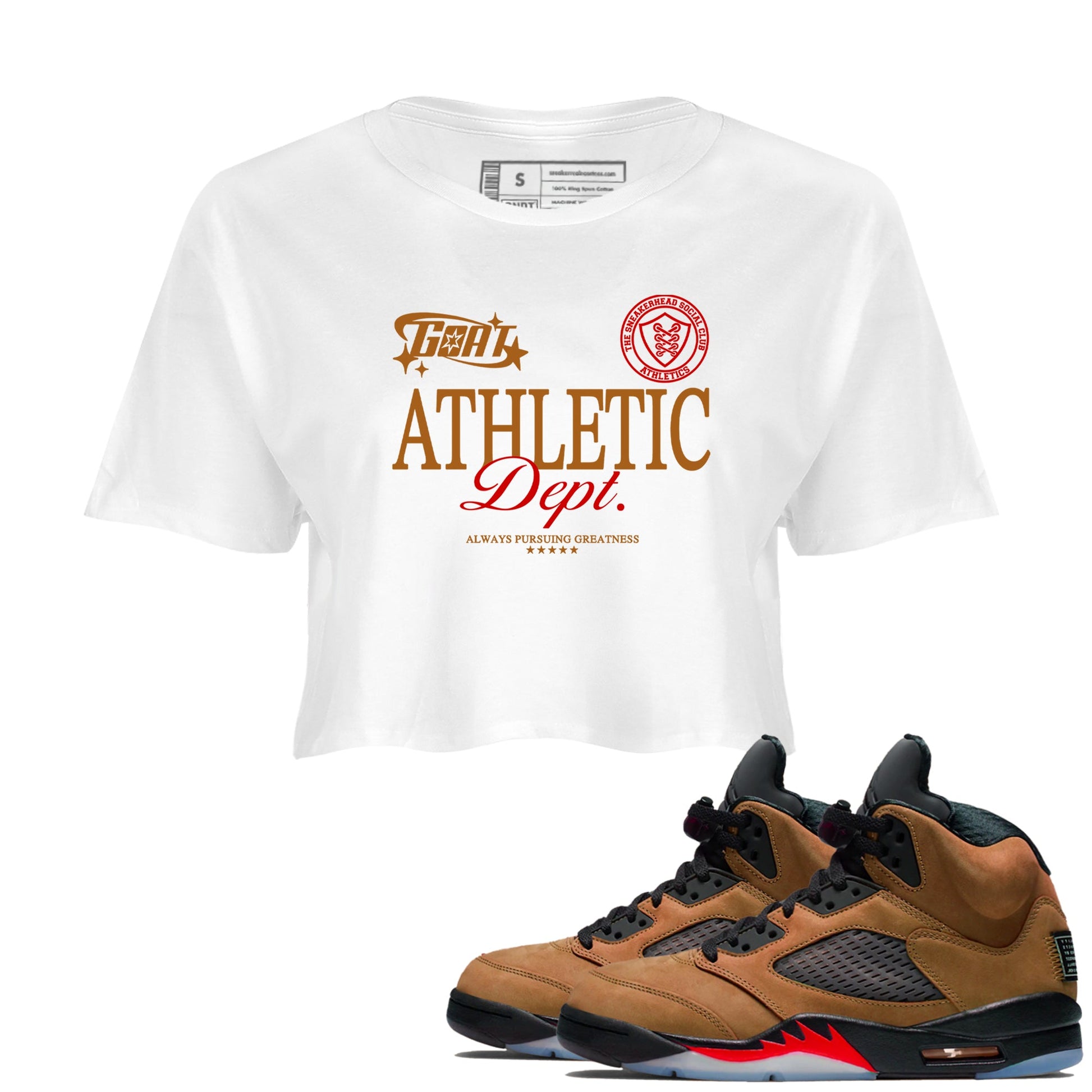 5s Archaeo Brown shirts to match jordans Goat Athletic Dept sneaker match tees Air Jordan 5 Archaeo Brown SNRT Sneaker Release Tees unisex cotton White 1 Crop Shirts