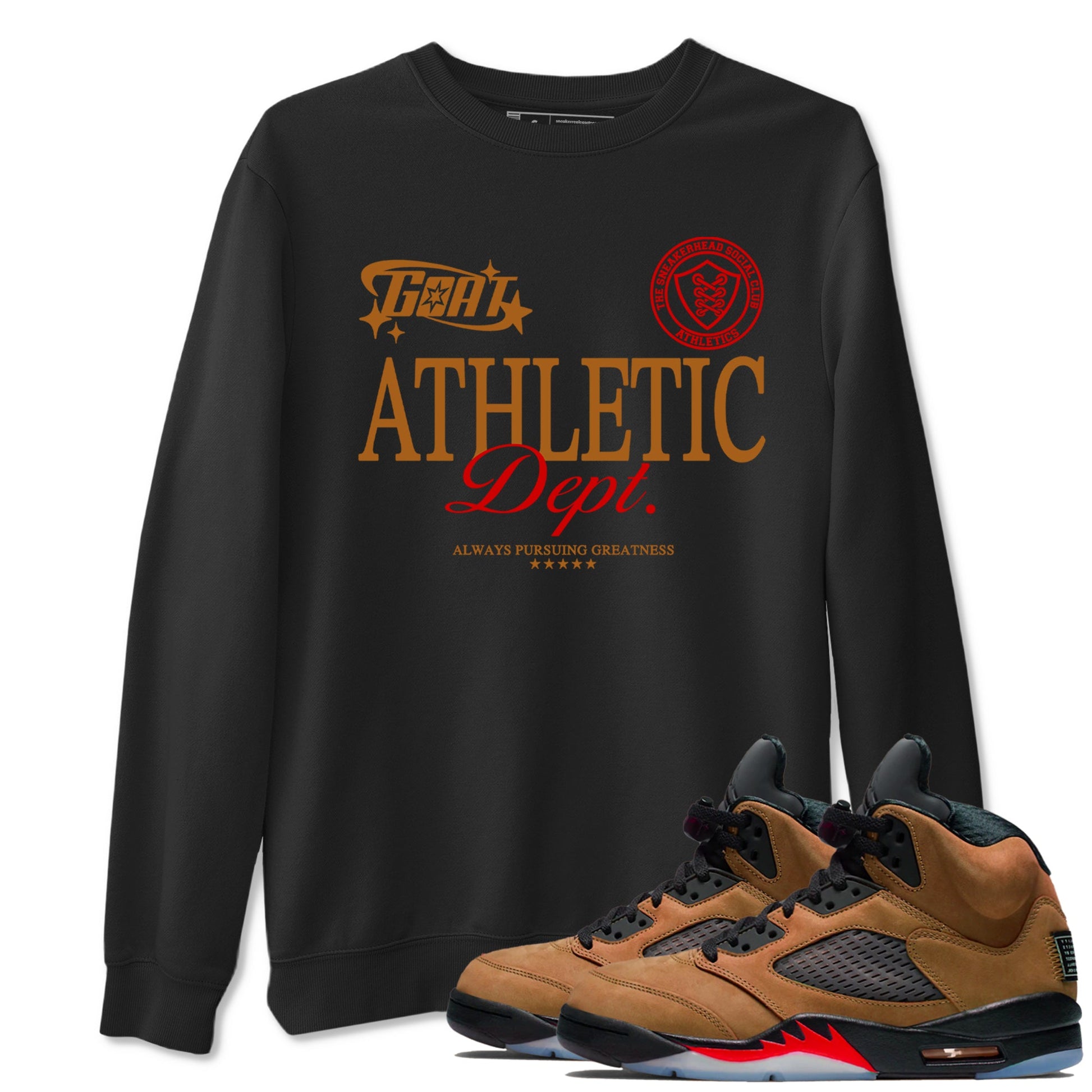 5s Archaeo Brown shirts to match jordans Goat Athletic Dept sneaker match tees Air Jordan 5 Archaeo Brown SNRT Sneaker Release Tees unisex cotton Black 1 crew neck shirts