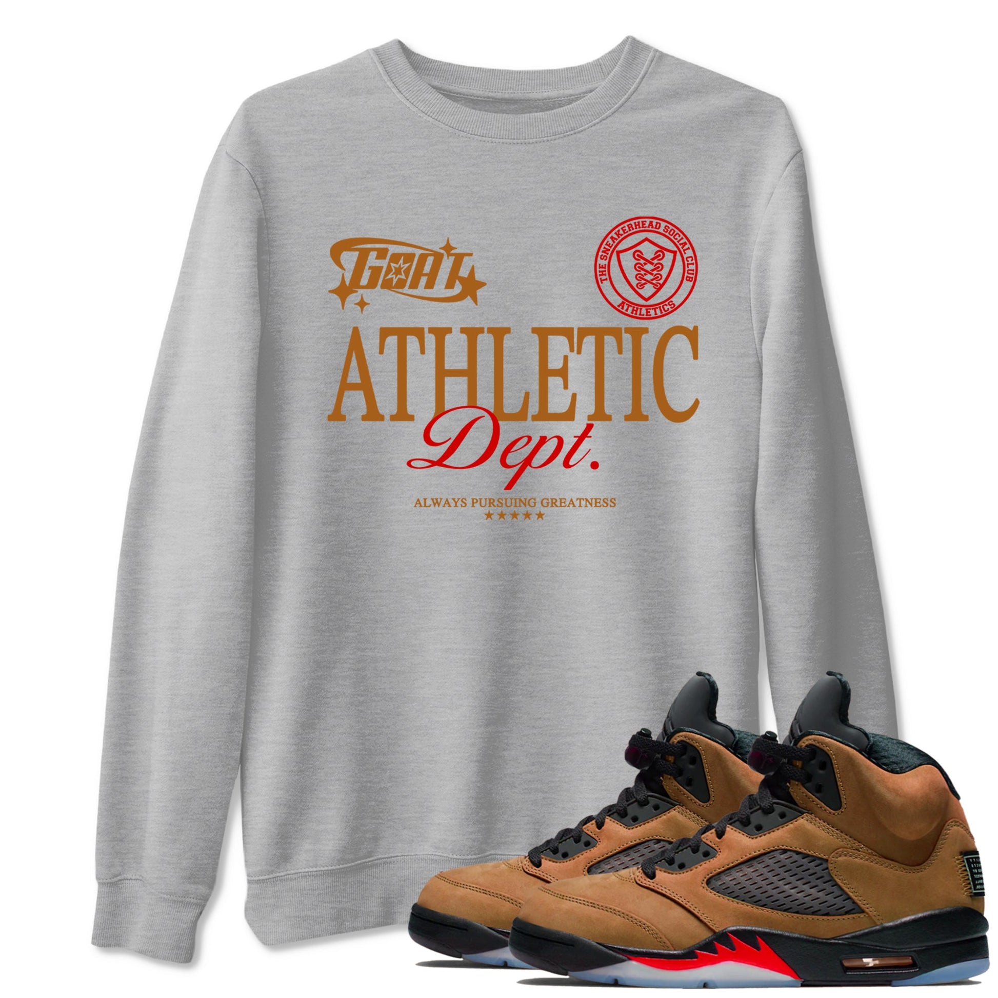 5s Archaeo Brown shirts to match jordans Goat Athletic Dept sneaker match tees Air Jordan 5 Archaeo Brown SNRT Sneaker Release Tees unisex cotton Heather Grey 1 crew neck shirts