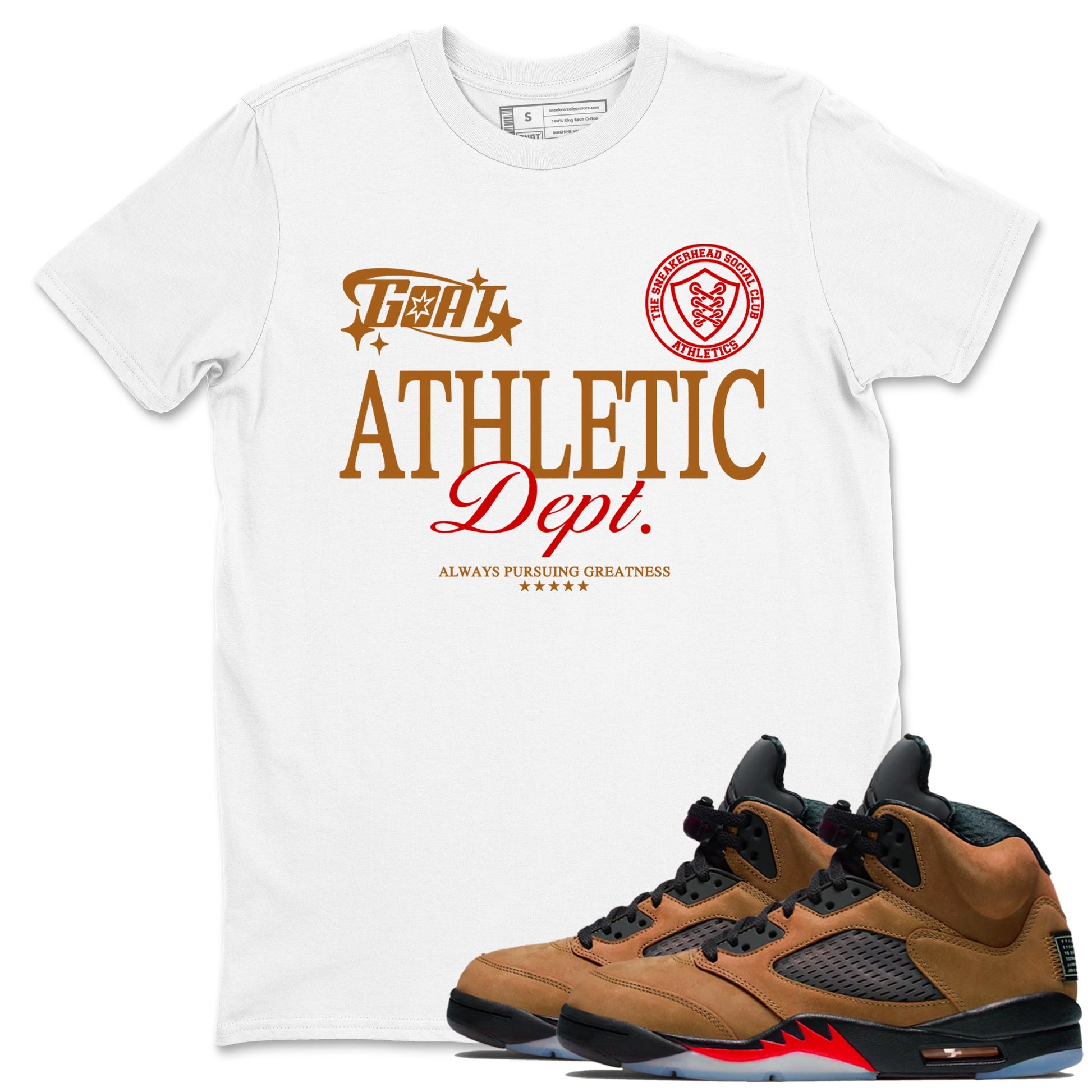 5s Archaeo Brown shirts to match jordans Goat Athletic Dept sneaker match tees Air Jordan 5 Archaeo Brown SNRT Sneaker Release Tees unisex cotton White 1 crew neck shirts