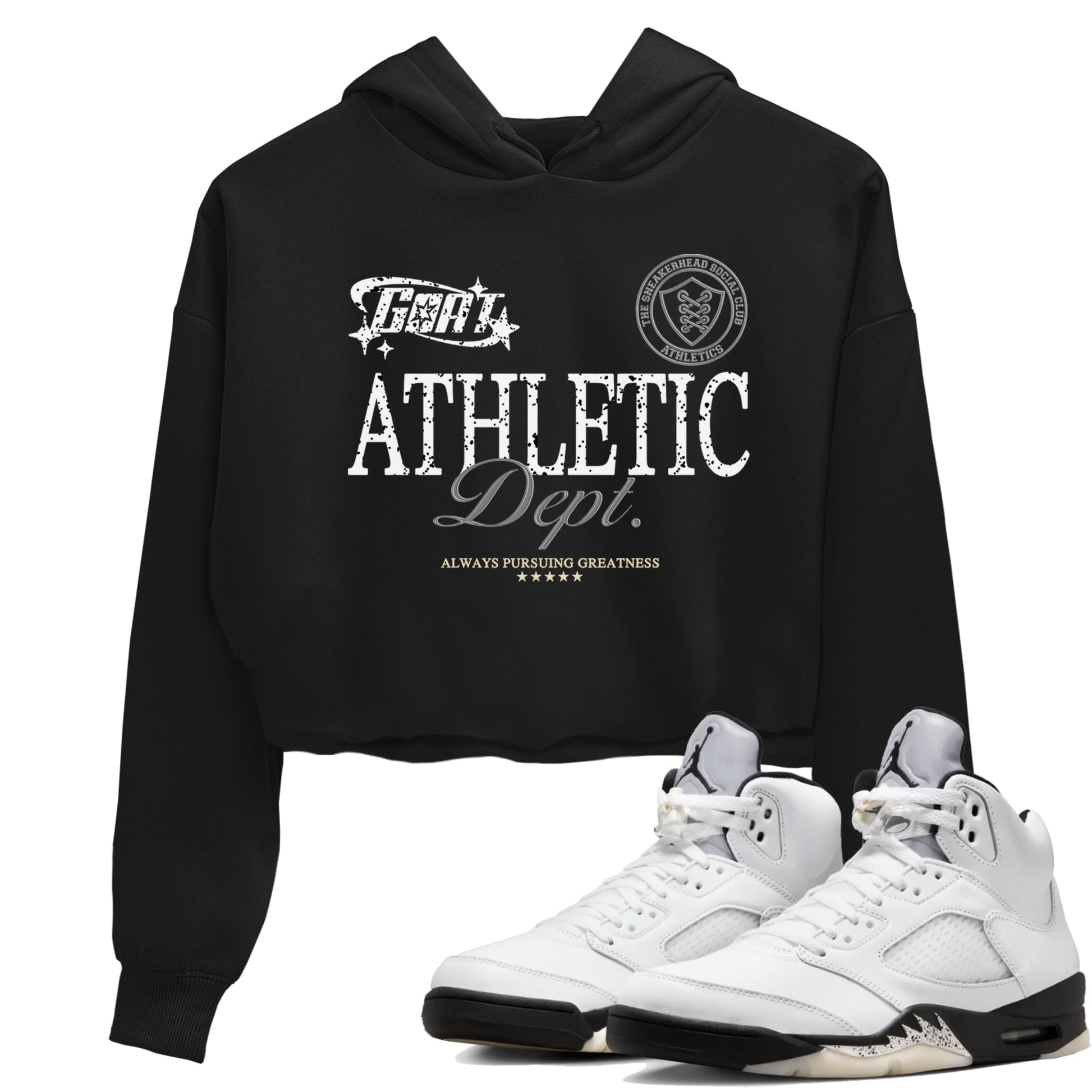 5s White Black shirts to match jordans Goat Athletic Dept sneaker match tees Air Jordan 5 White Black SNRT Sneaker Release Tees unisex cotton Black 1 Crop Shirts