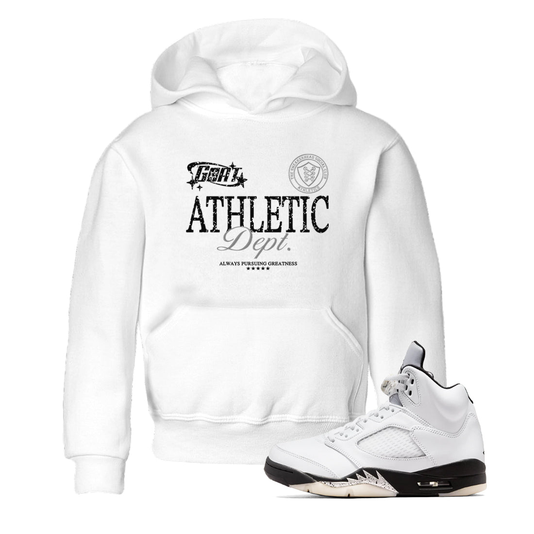 5s White Black shirts to match jordans Goat Athletic Dept sneaker match tees Air Jordan 5 White Black SNRT Sneaker Release Tees Youth Baby White 1 crew neck shirts