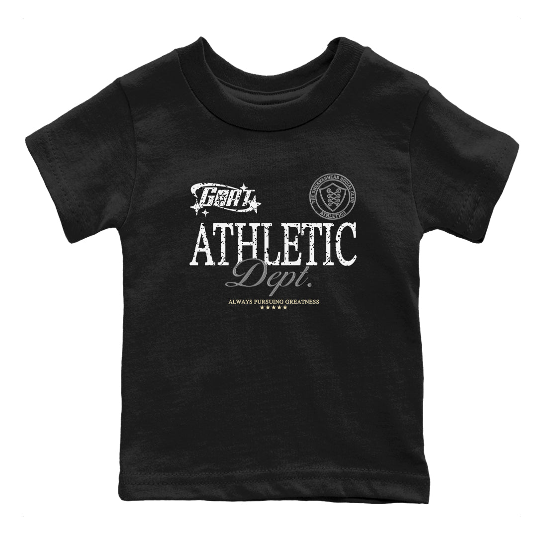 5s White Black shirts to match jordans Goat Athletic Dept sneaker match tees Air Jordan 5 White Black SNRT Sneaker Release Tees Youth Baby Black 2 crew neck shirts