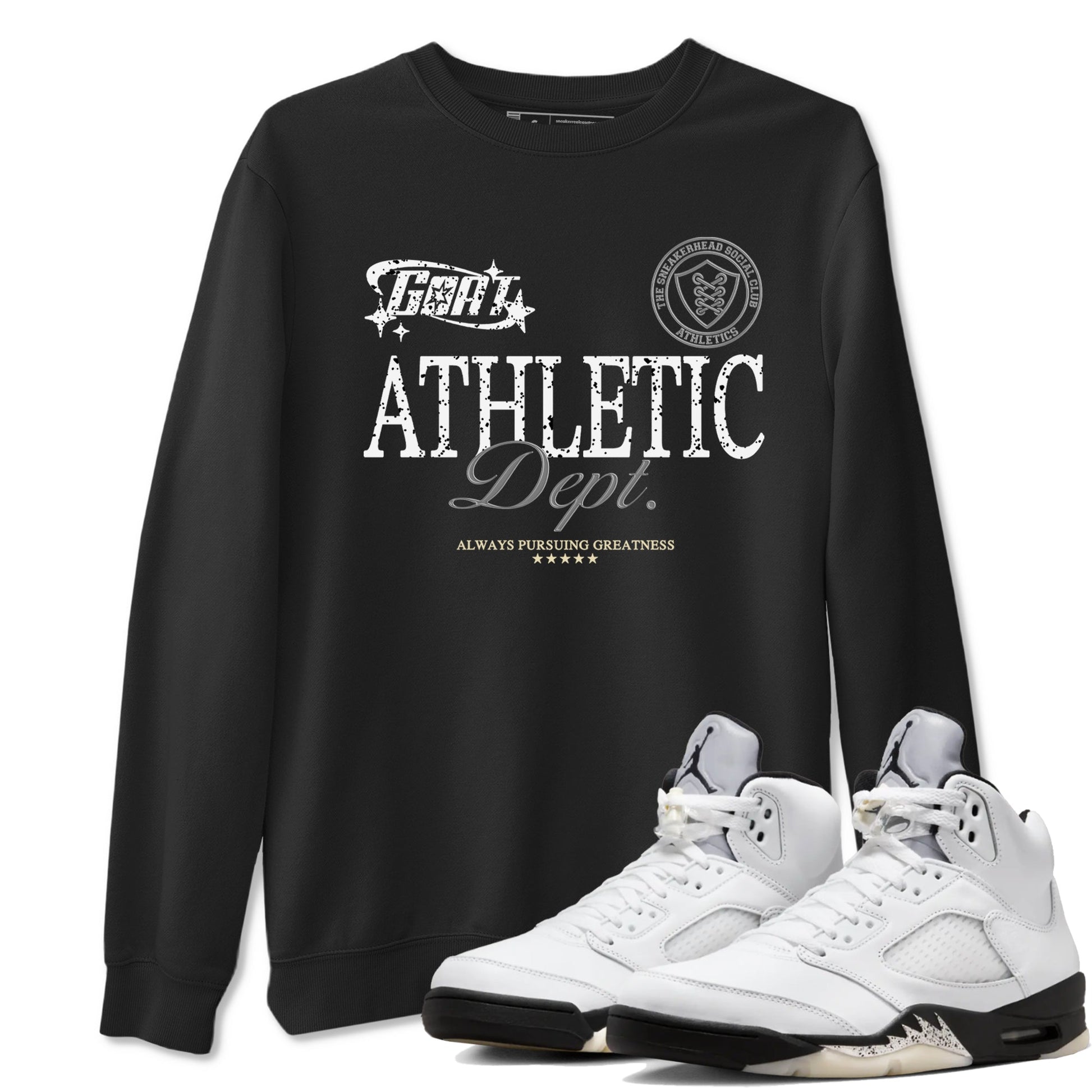 5s White Black shirts to match jordans Goat Athletic Dept sneaker match tees Air Jordan 5 White Black SNRT Sneaker Release Tees unisex cotton Black 1 crew neck shirts