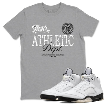 5s White Black shirts to match jordans Goat Athletic Dept sneaker match tees Air Jordan 5 White Black SNRT Sneaker Release Tees unisex cotton Heather Grey 1 crew neck shirts