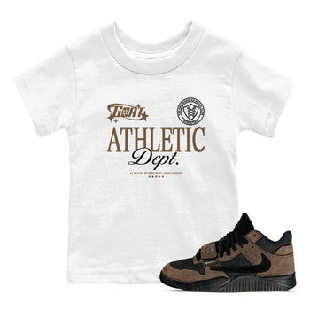 Jordan Jumpman Jack Travis Scott Dark Mocha shirts to match jordans Goat Athletic Dept sneaker match tees Jordan Jumpman Jack Travis Scott Dark Mocha SNRT Sneaker Release Tees Youth Baby White 1 crew neck shirts