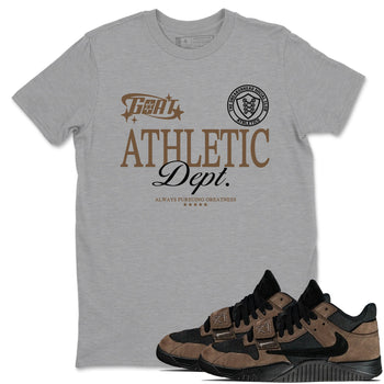 Jordan Jumpman Jack Travis Scott Dark Mocha shirts to match jordans Goat Athletic Dept sneaker match tees Jordan Jumpman Jack Travis Scott Dark Mocha SNRT Sneaker Release Tees unisex cotton Heather Grey 1 crew neck shirts