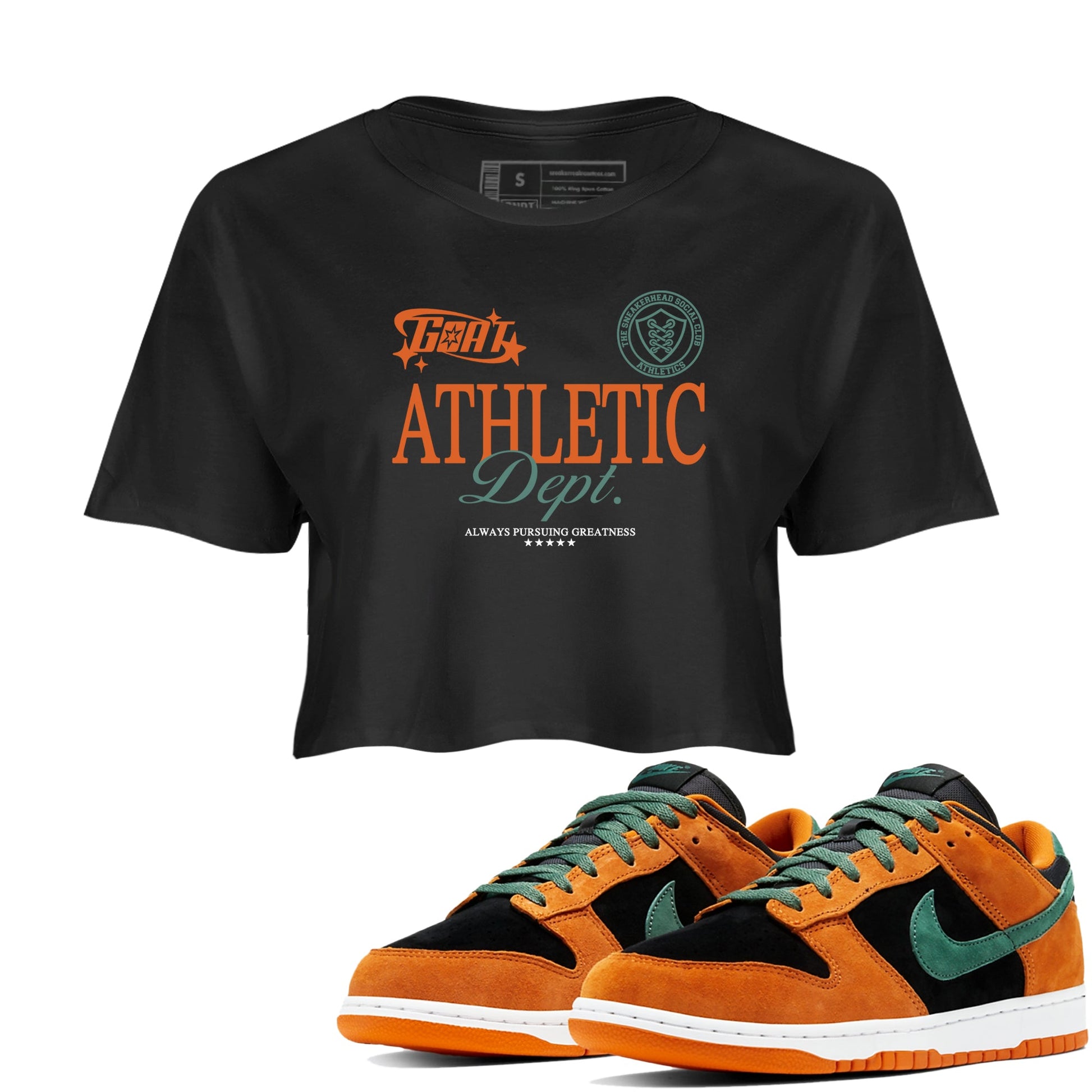 Dunk Low Ceramic shirts to match jordans Goat Athletic Dept sneaker match tees Dunk Ceramic match shoes to clothes SNRT Sneaker Tees unisex cotton Black 1 crop tee