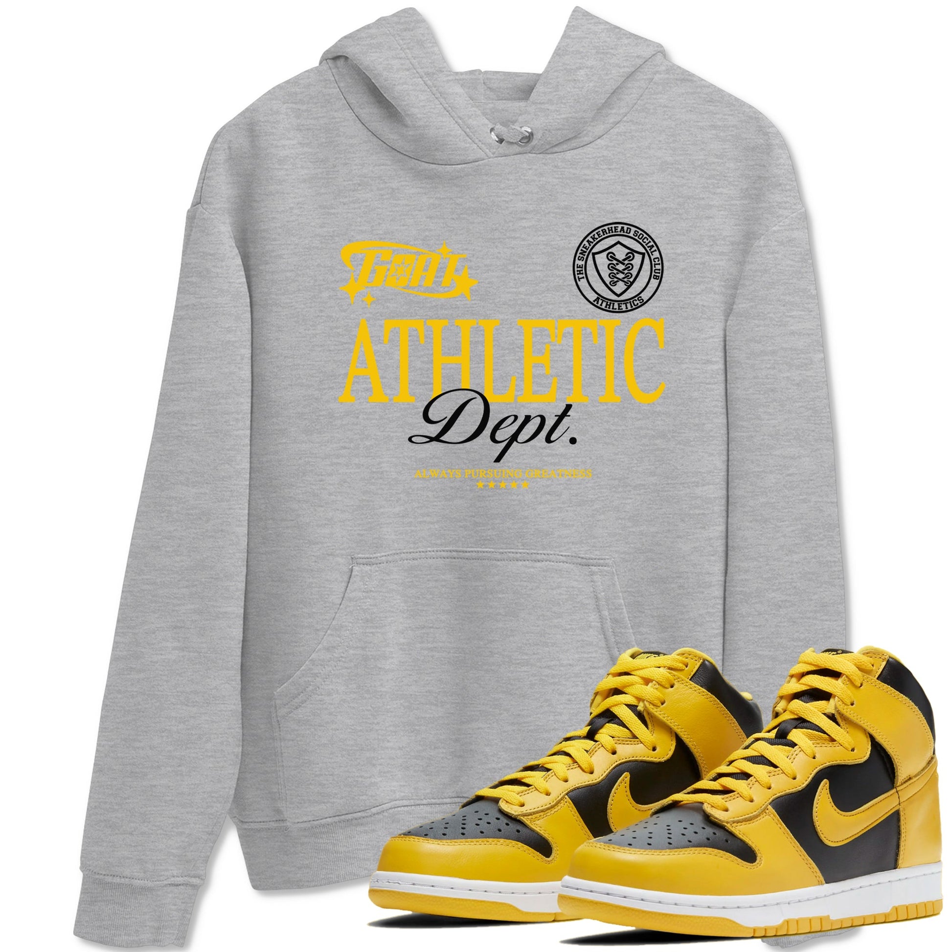 Dunk High Pollen shirts to match jordans Goat Athletic Dept sneaker match tees Dunk High Pollen SNRT Sneaker Release Tees unisex cotton Heather Grey 1 crew neck shirts