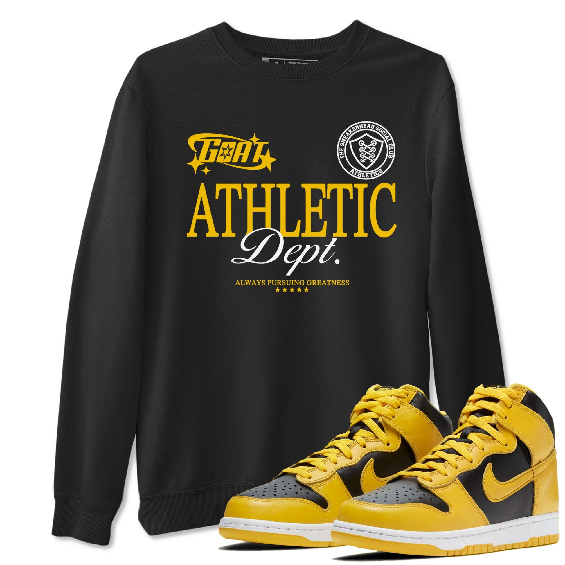 Dunk High Pollen shirts to match jordans Goat Athletic Dept sneaker match tees Dunk High Pollen SNRT Sneaker Release Tees unisex cotton Black 1 crew neck shirts