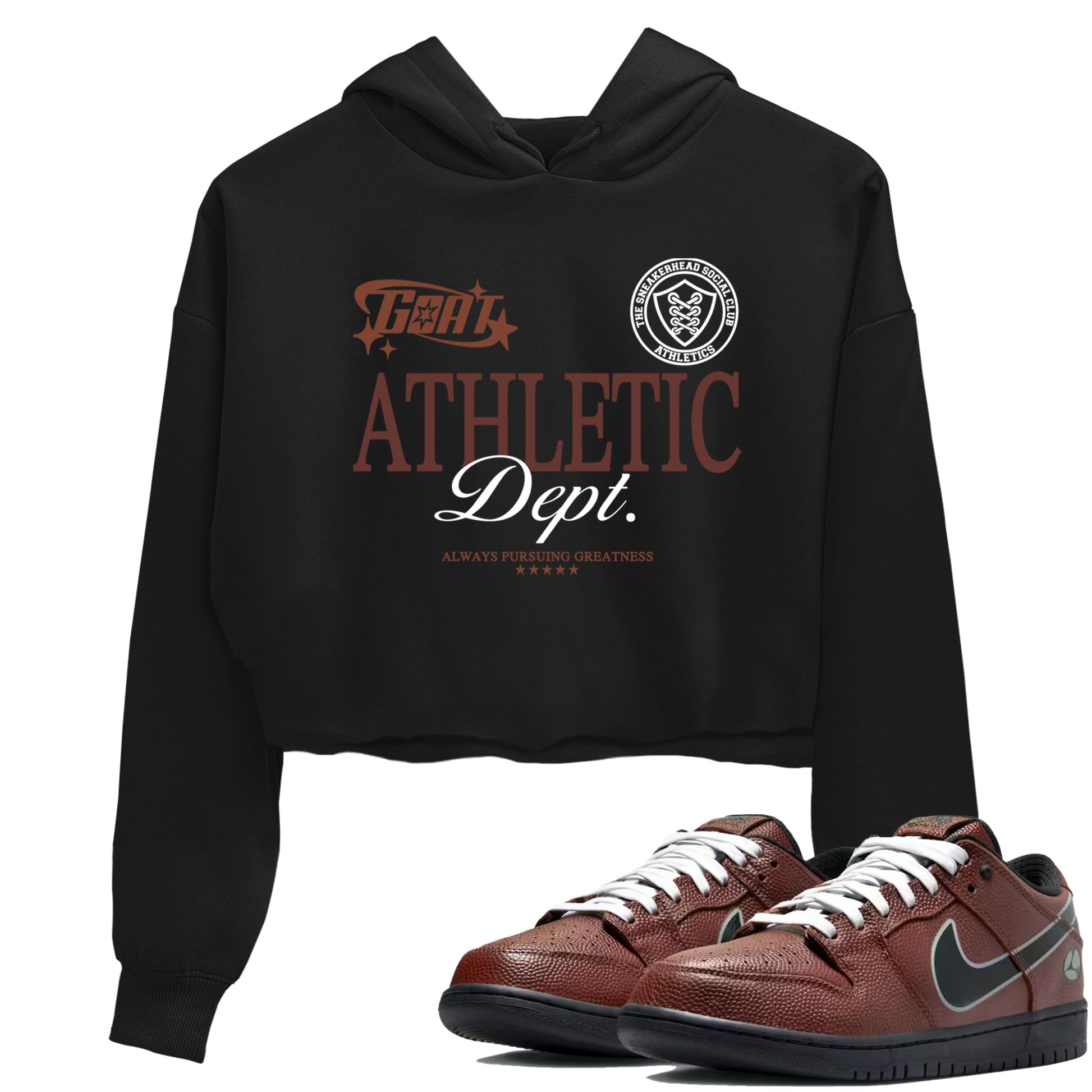 Sneaker match tees – Sneaker Tees To Match Dunk Low Football Shoes – Goat Athletic Dept Crop T-Shirt Black 1