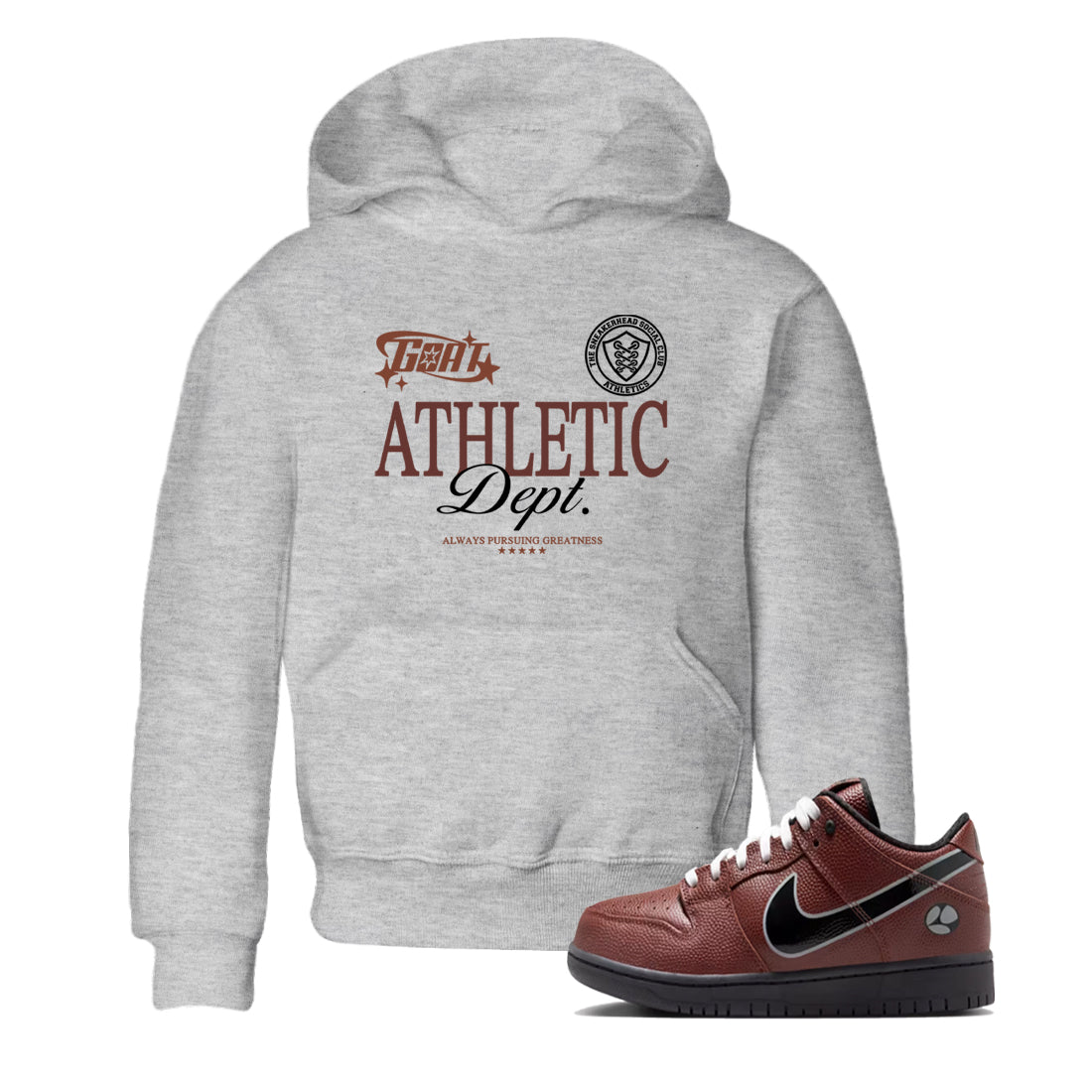 Sneaker match tees – Sneaker Tees To Match Dunk Low Football Shoes – Goat Athletic Dept Kids T-Shirt Heather Grey 1