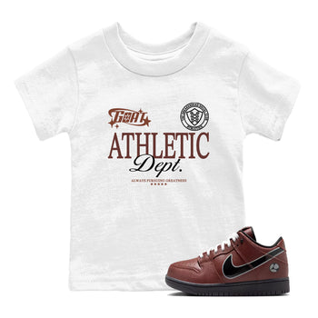 Sneaker match tees – Sneaker Tees To Match Dunk Low Football Shoes – Goat Athletic Dept Kids T-Shirt White 1