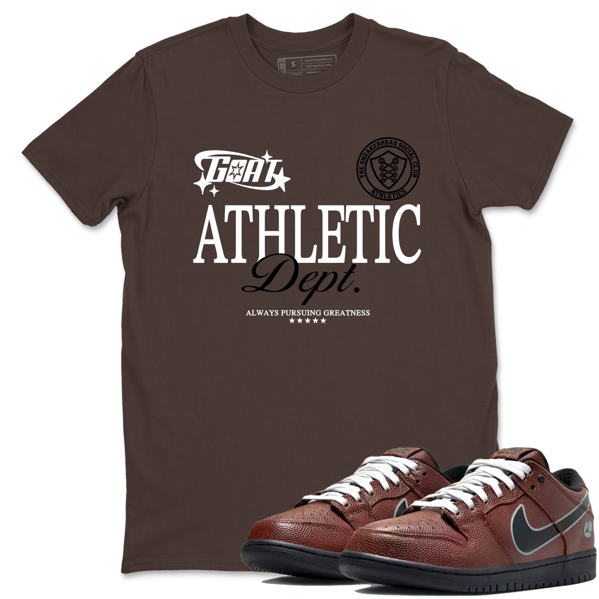 Sneaker match tees – Sneaker Tees To Match Dunk Low Football Shoes – Goat Athletic Dept Tee Dark Chocolate 1