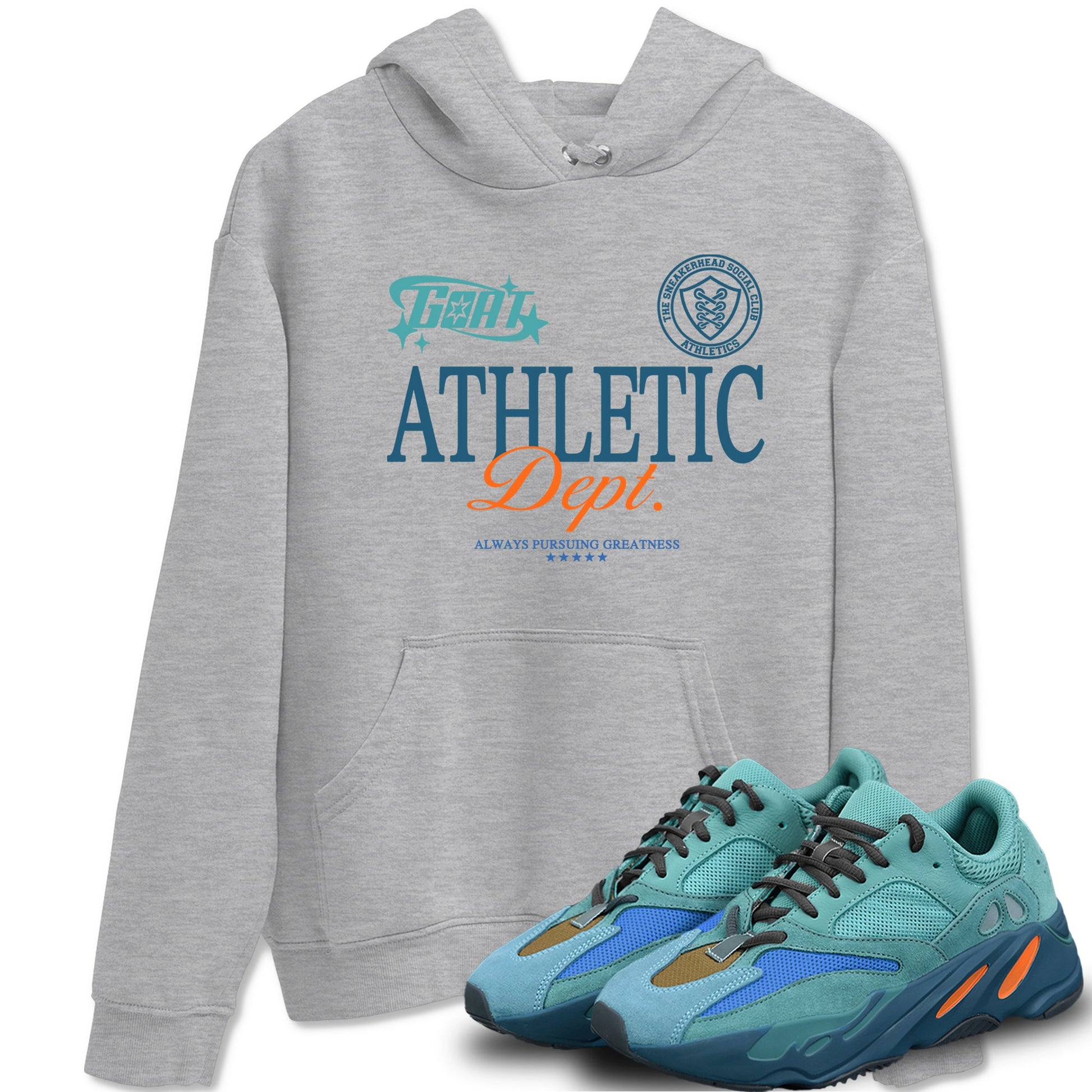Yeezy 700 Faded Azure shirts to match jordans Goat Athletic Dept sneaker match tees Yeezy 700 Faded Azure match shoes to clothes SNRT Sneaker Tees unisex cotton Heather Grey 1 shirts