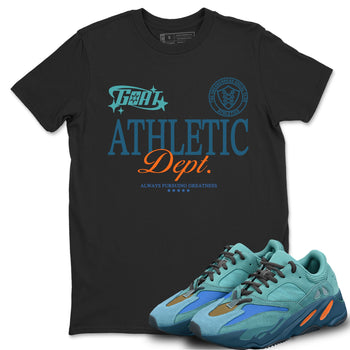 Yeezy 700 Faded Azure shirts to match jordans Goat Athletic Dept sneaker match tees Yeezy 700 Faded Azure match shoes to clothes SNRT Sneaker Tees unisex cotton Black 1 shirts