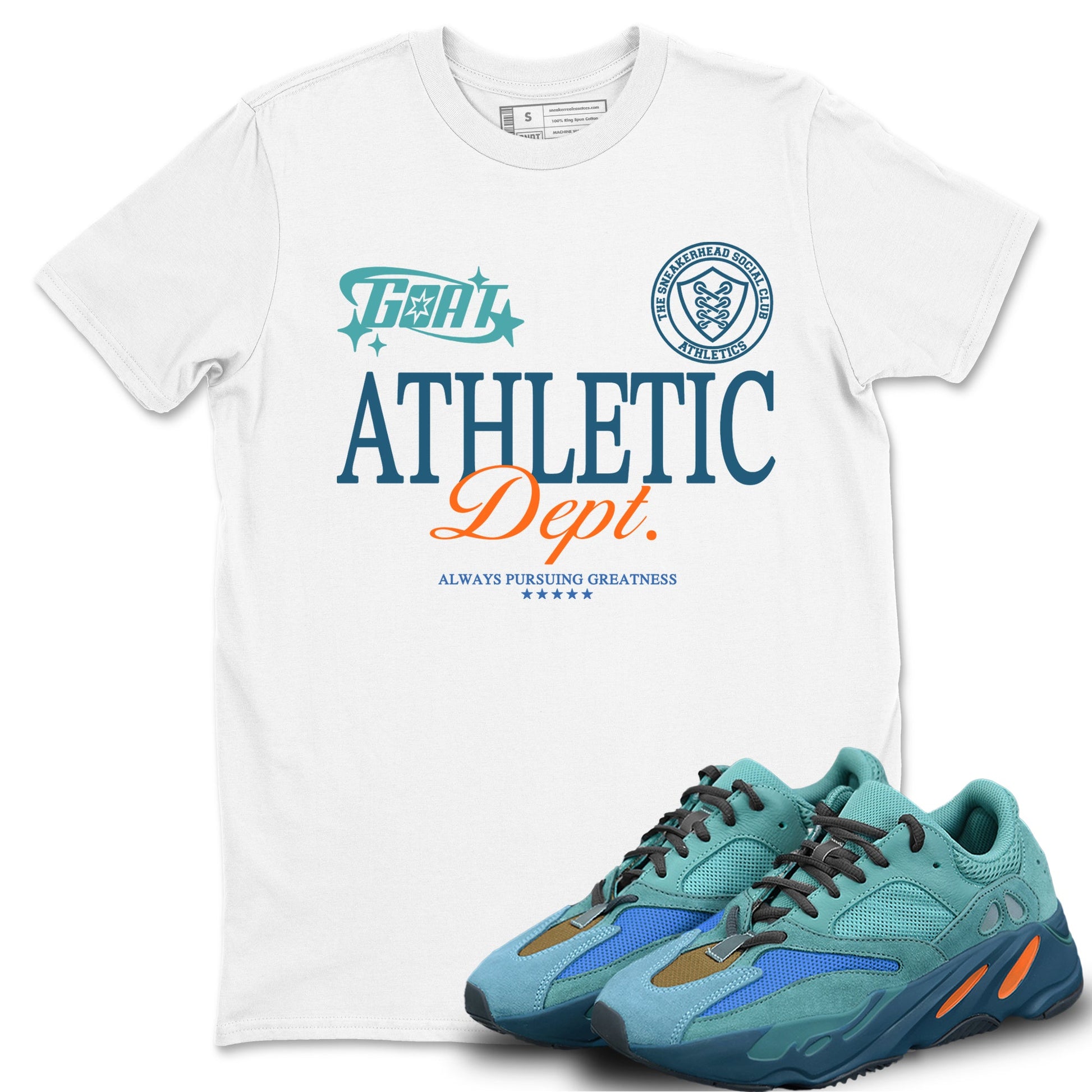 Yeezy 700 Faded Azure shirts to match jordans Goat Athletic Dept sneaker match tees Yeezy 700 Faded Azure match shoes to clothes SNRT Sneaker Tees unisex cotton White 1 shirts