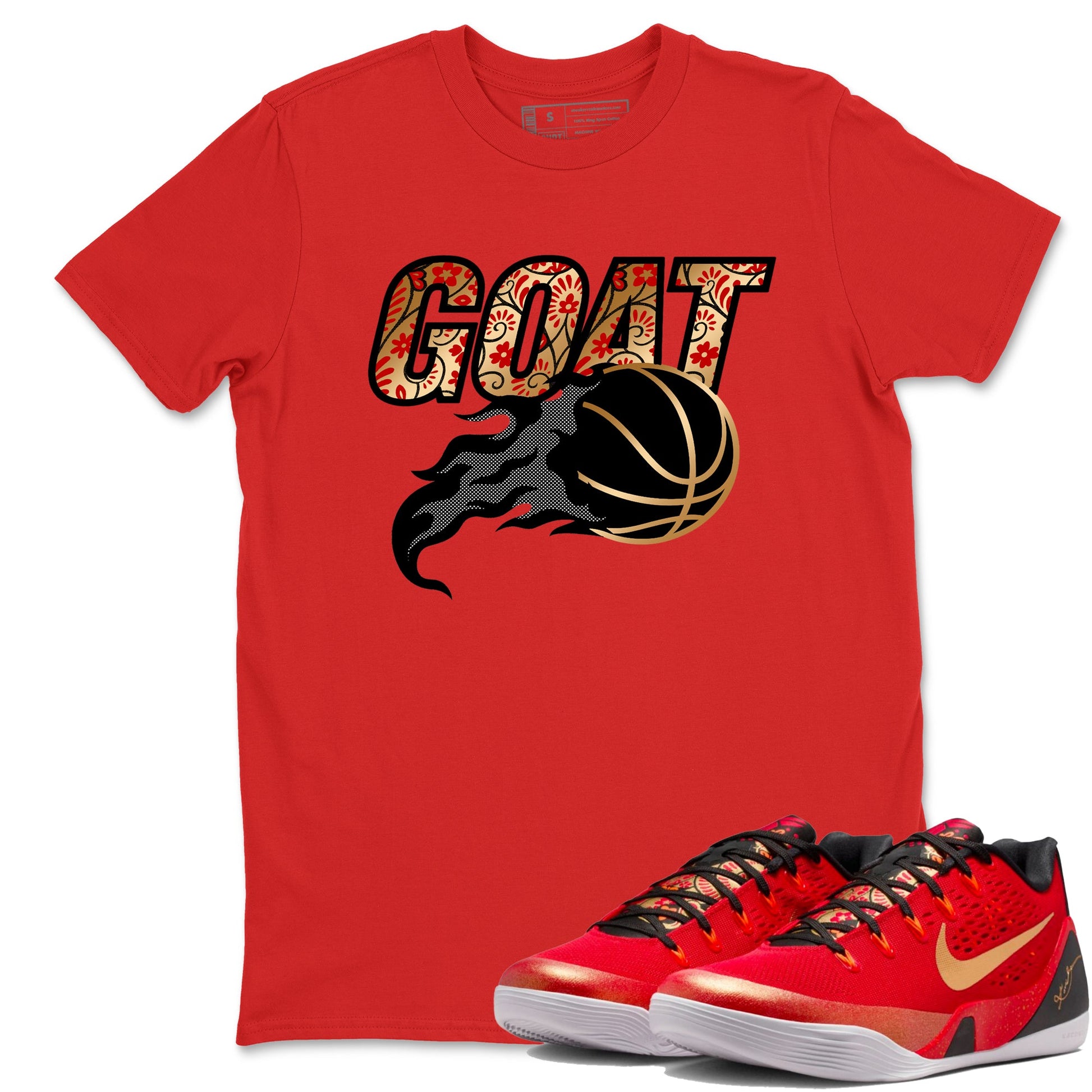 Best Christmas gifts for sneakerheads  – Sneaker Tees To Match Nike KB 9 China Sneakers – Goat Basketball Graphic Tee Red 1