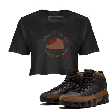 9s Olive shirts to match jordans Goat Kick sneaker match tees Air Jordan 9 Olive match shoes to clothes SNRT Sneaker Tees unisex cotton Black 1 crop tee