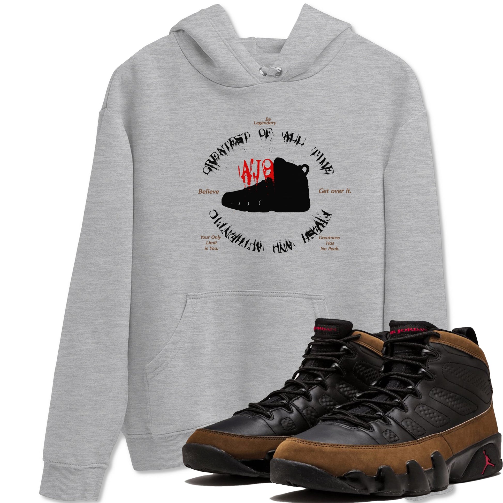 9s Olive shirts to match jordans Goat Kick sneaker match tees Air Jordan 9 Olive match shoes to clothes SNRT Sneaker Tees unisex cotton Heather Grey 1 shirts