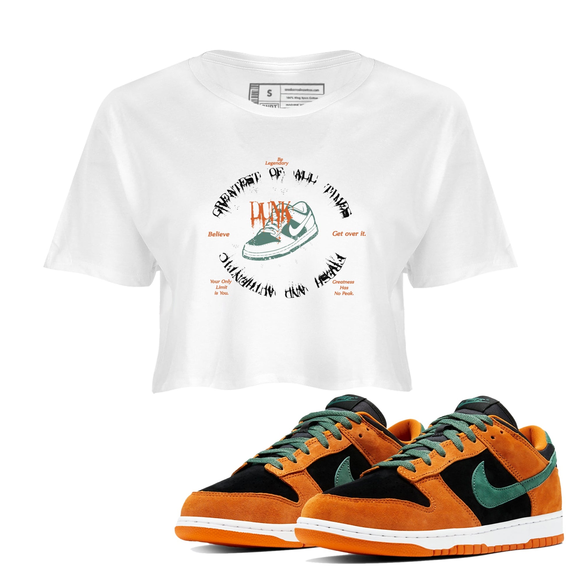 Dunk Low Ceramic shirts to match jordans Goat Kick sneaker match tees Dunk Ceramic match shoes to clothes SNRT Sneaker Tees unisex cotton White 1 crop tee