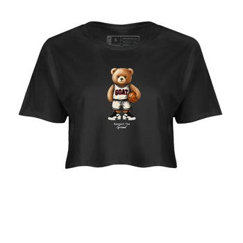 Sneaker Threads – Sneaker Tees To Match Air Foamposite One Pearl – GOAT Mode Crop Tee Black 2. Perfect for Jordan releases 2025 colorways.