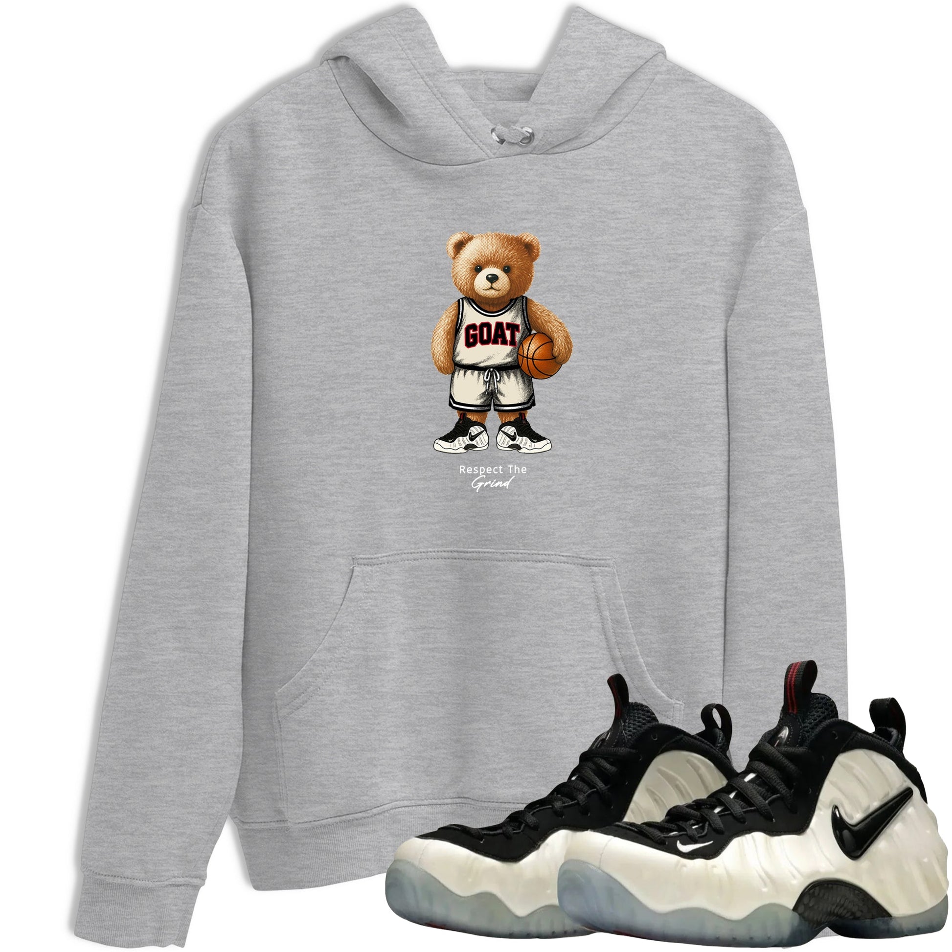 Sneaker Threads – Sneaker Tees To Match Air Foamposite One Pearl – GOAT Mode Graphic Tee Heather Grey 1. Perfect for Jordan releases 2025 colorways.