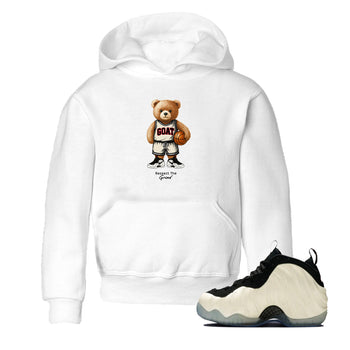Sneaker Threads – Sneaker Tees To Match Air Foamposite One Pearl – GOAT Mode Youth Graphic Tee White 1. Perfect for Jordan releases 2025 colorways.