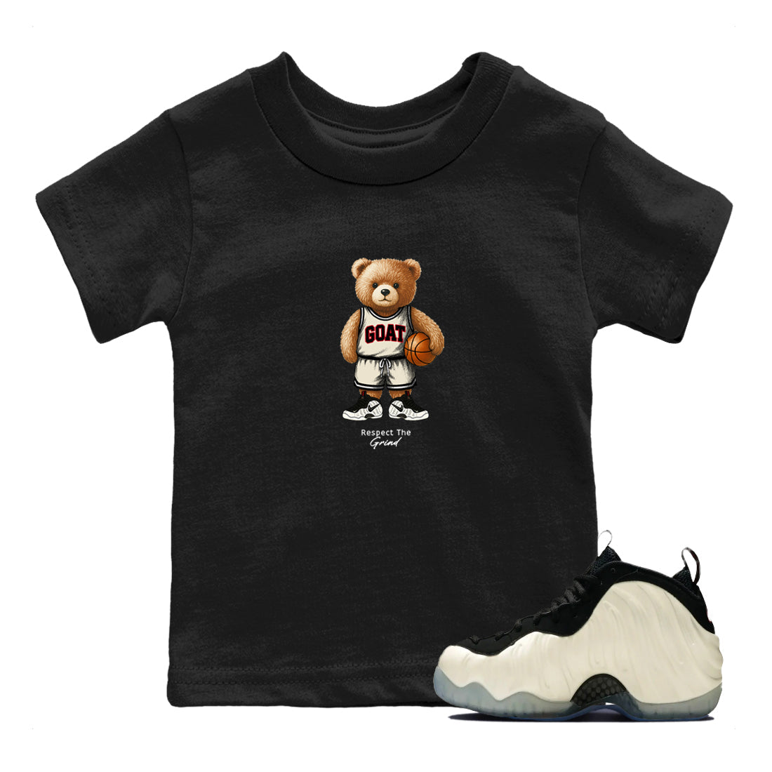 Sneaker Threads – Sneaker Tees To Match Air Foamposite One Pearl – GOAT Mode Youth Graphic Tee Black 1. Perfect for Jordan releases 2025 colorways.