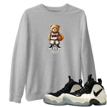 Sneaker Threads – Sneaker Tees To Match Air Foamposite One Pearl – GOAT Mode Graphic Tee Heather Grey 1. Perfect for Jordan releases 2025 colorways.
