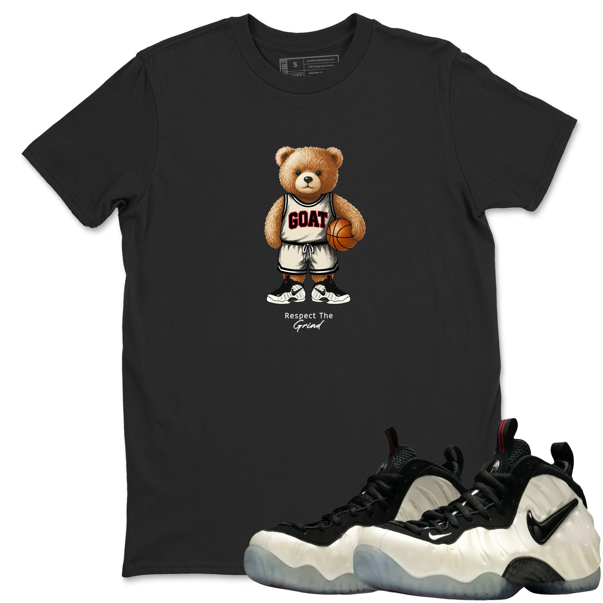 Sneaker Threads – Sneaker Tees To Match Air Foamposite One Pearl – GOAT Mode Graphic Tee Black 1. Perfect for Jordan releases 2025 colorways.