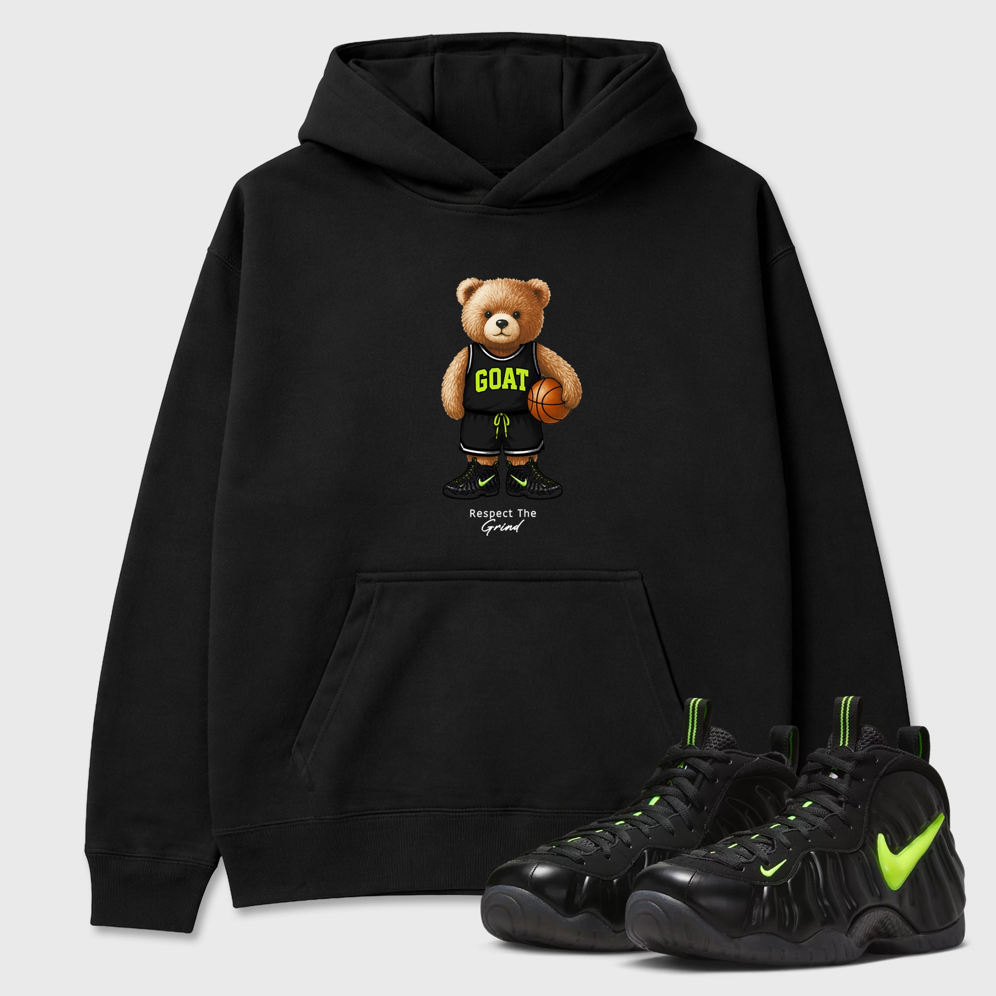 Sneaker match tees – Sneaker Tees To Match Air Foamposite Pro Black Shoes – GOAT Mode Tee Black 1
