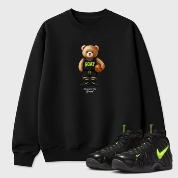 Sneaker match tees – Sneaker Tees To Match Air Foamposite Pro Black Shoes – GOAT Mode Tee Black 1