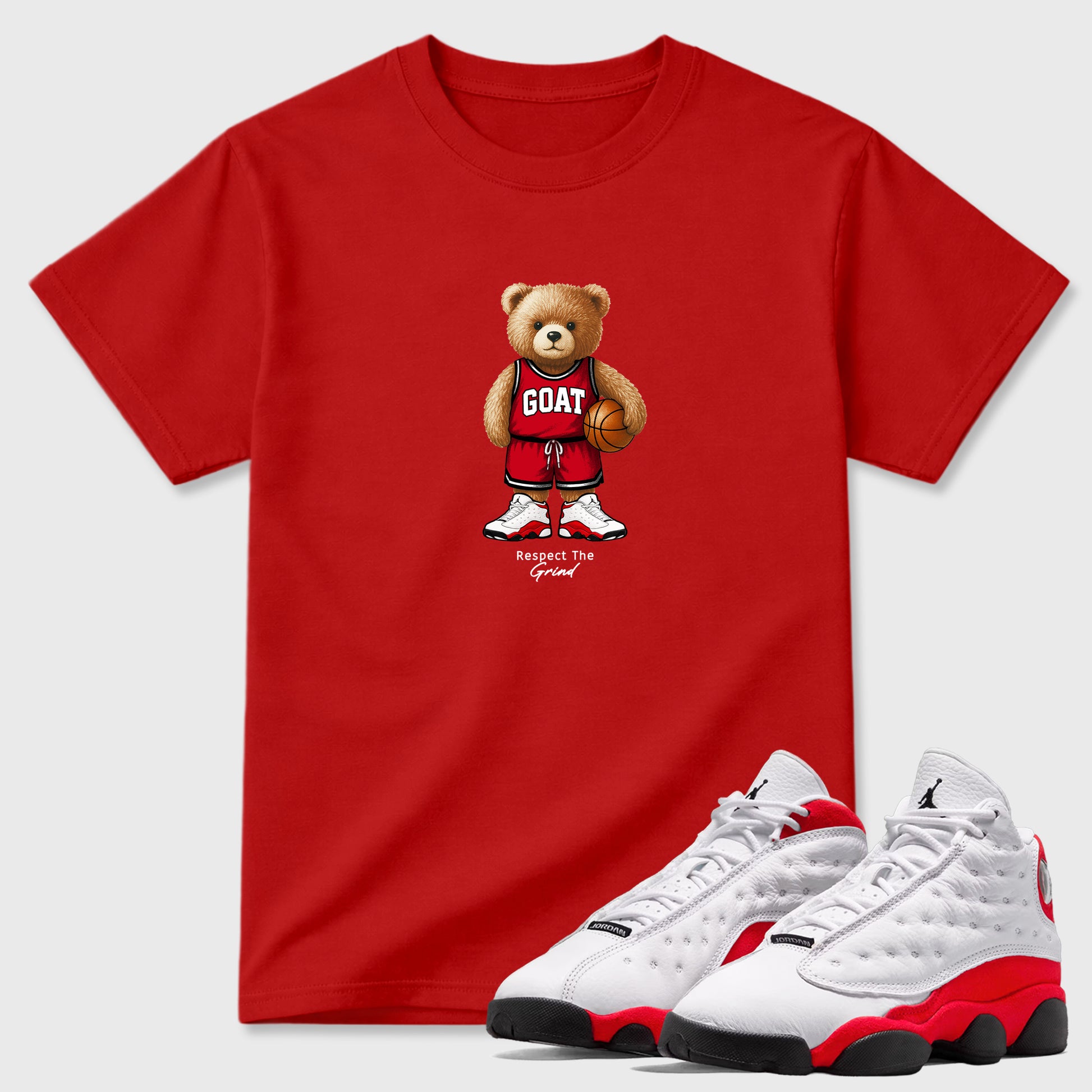 GOAT Mode SNRT Sneaker Tees - Air Jordan 13 University Red - SNRT Sneaker T-shirts