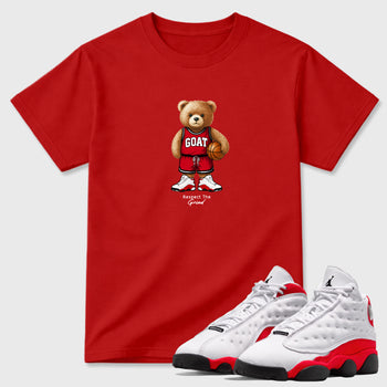 GOAT Mode SNRT Sneaker Tees - Air Jordan 13 University Red - SNRT Sneaker T-shirts