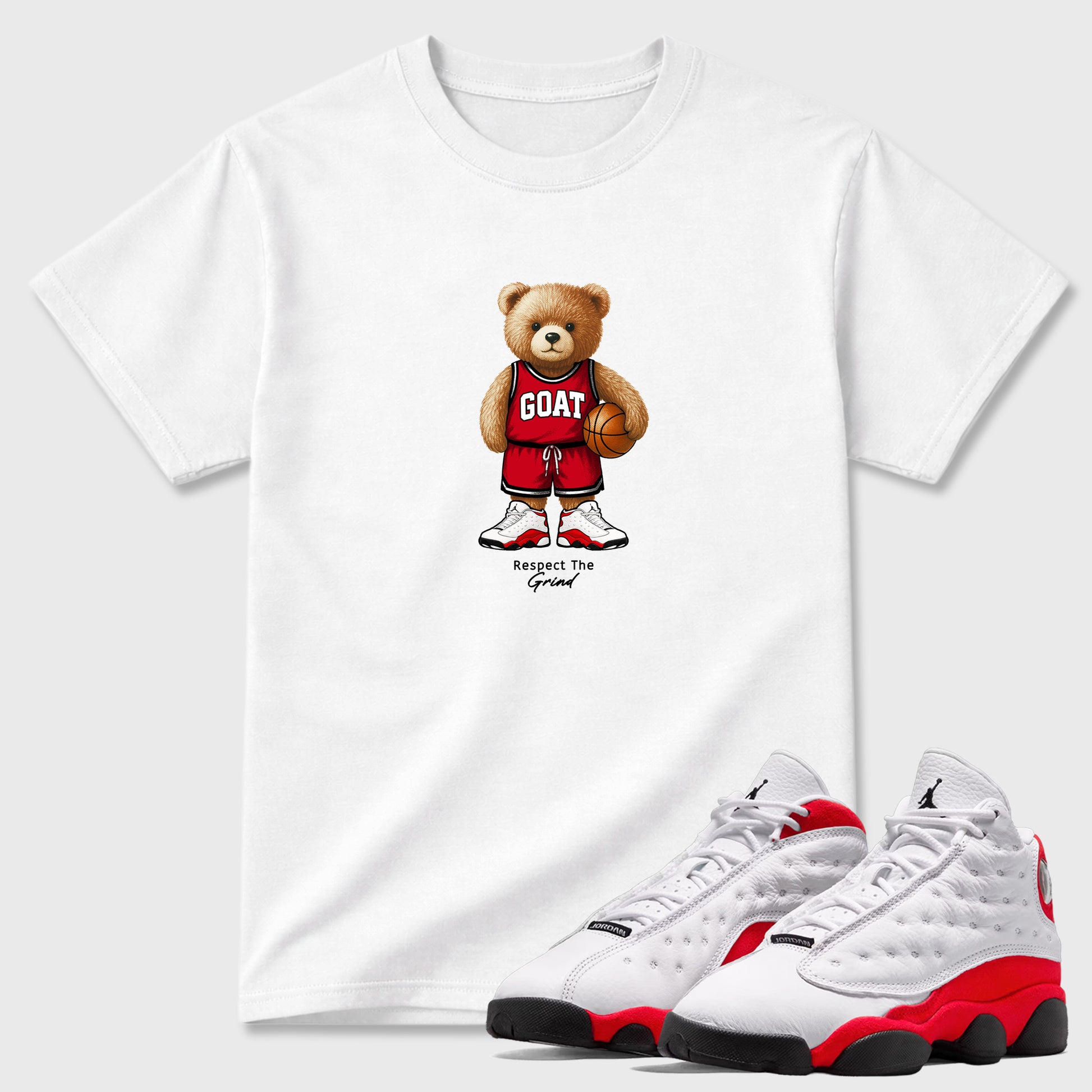 GOAT Mode SNRT Sneaker Tees - Air Jordan 13 University Red - SNRT Sneaker T-shirts