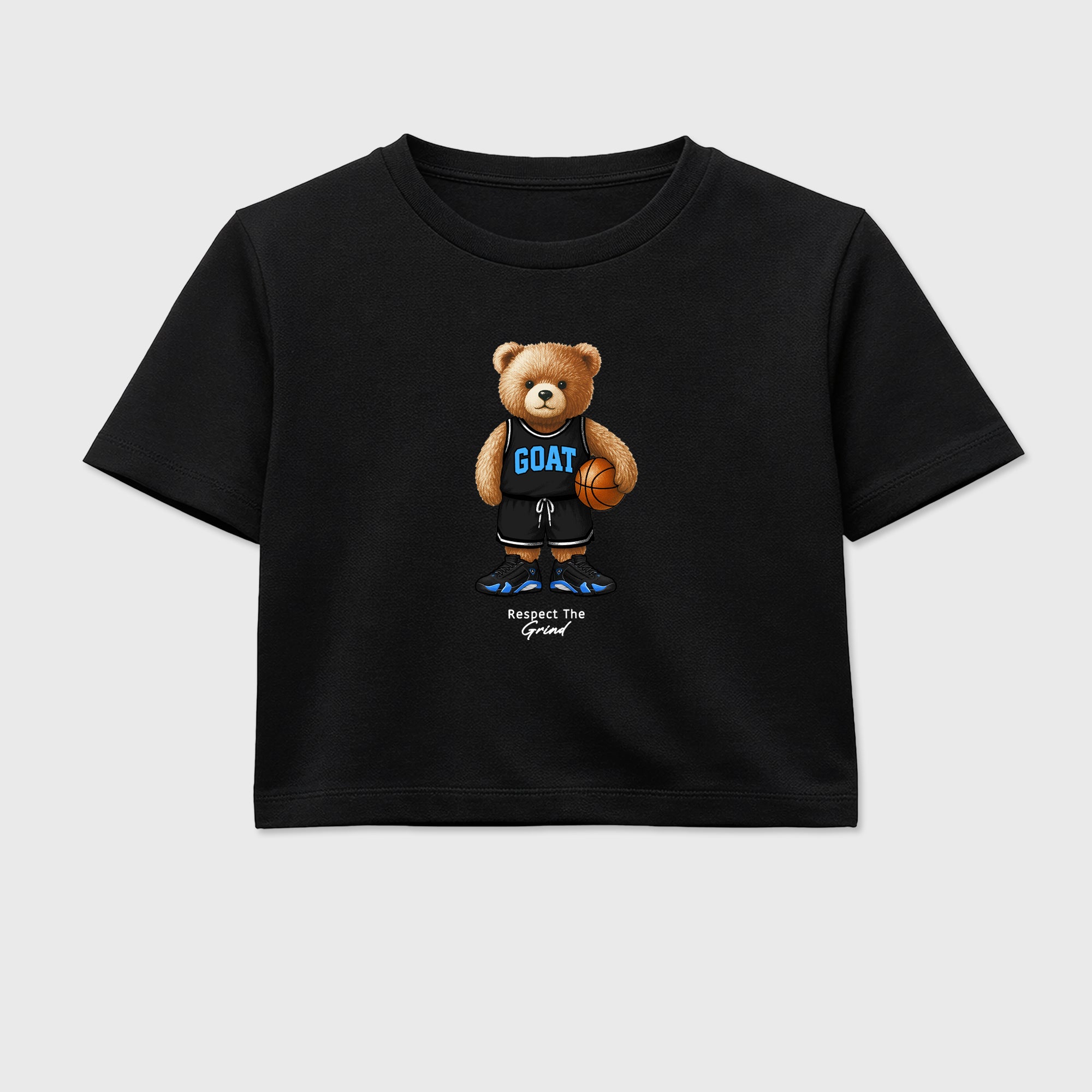 Sneaker match tees – Sneaker Tees To Match Air Jordan 14 University Blue Shoes – GOAT Mode Crop T-Shirt Black 2