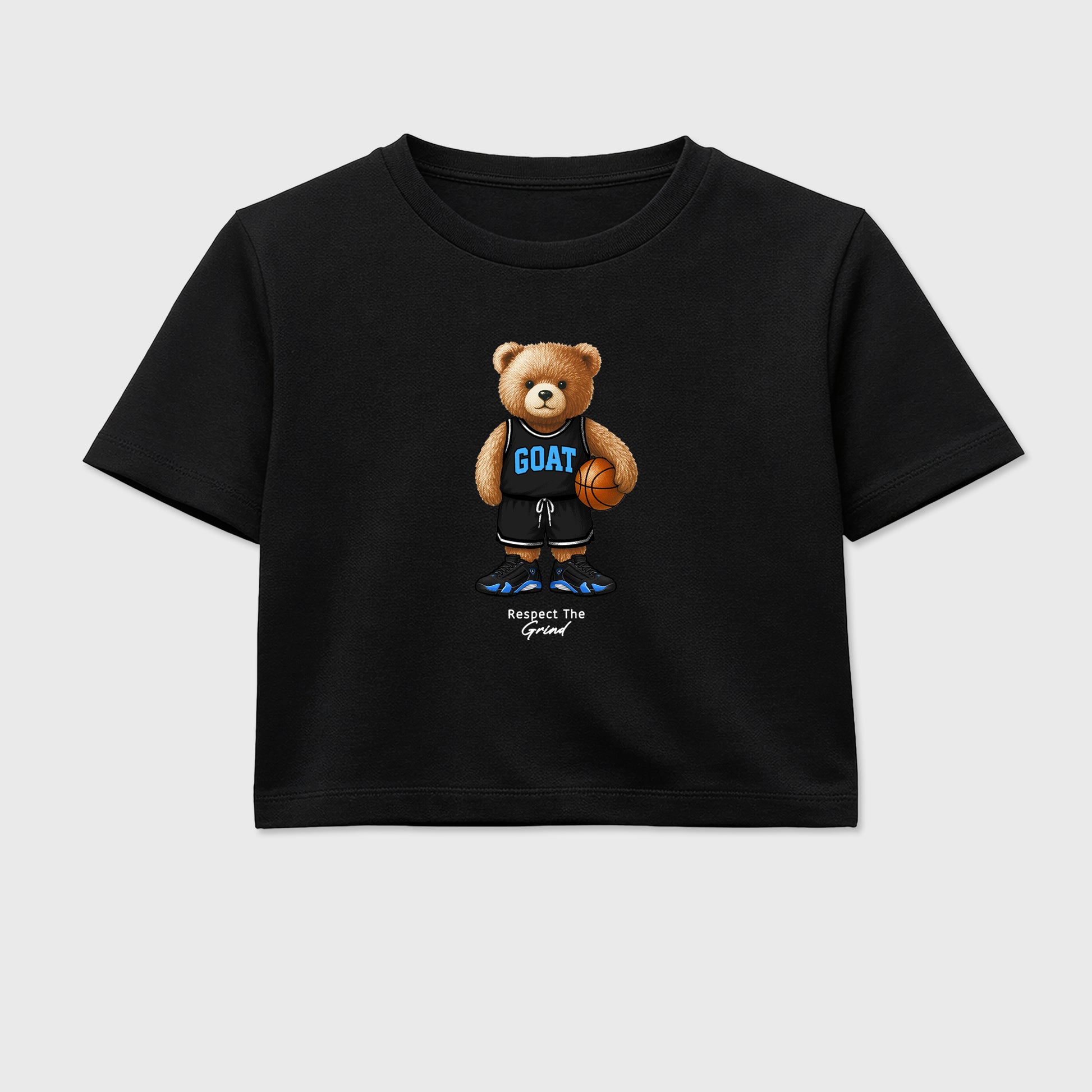 Sneaker match tees – Sneaker Tees To Match Air Jordan 14 University Blue Shoes – GOAT Mode Crop T-Shirt Black 2