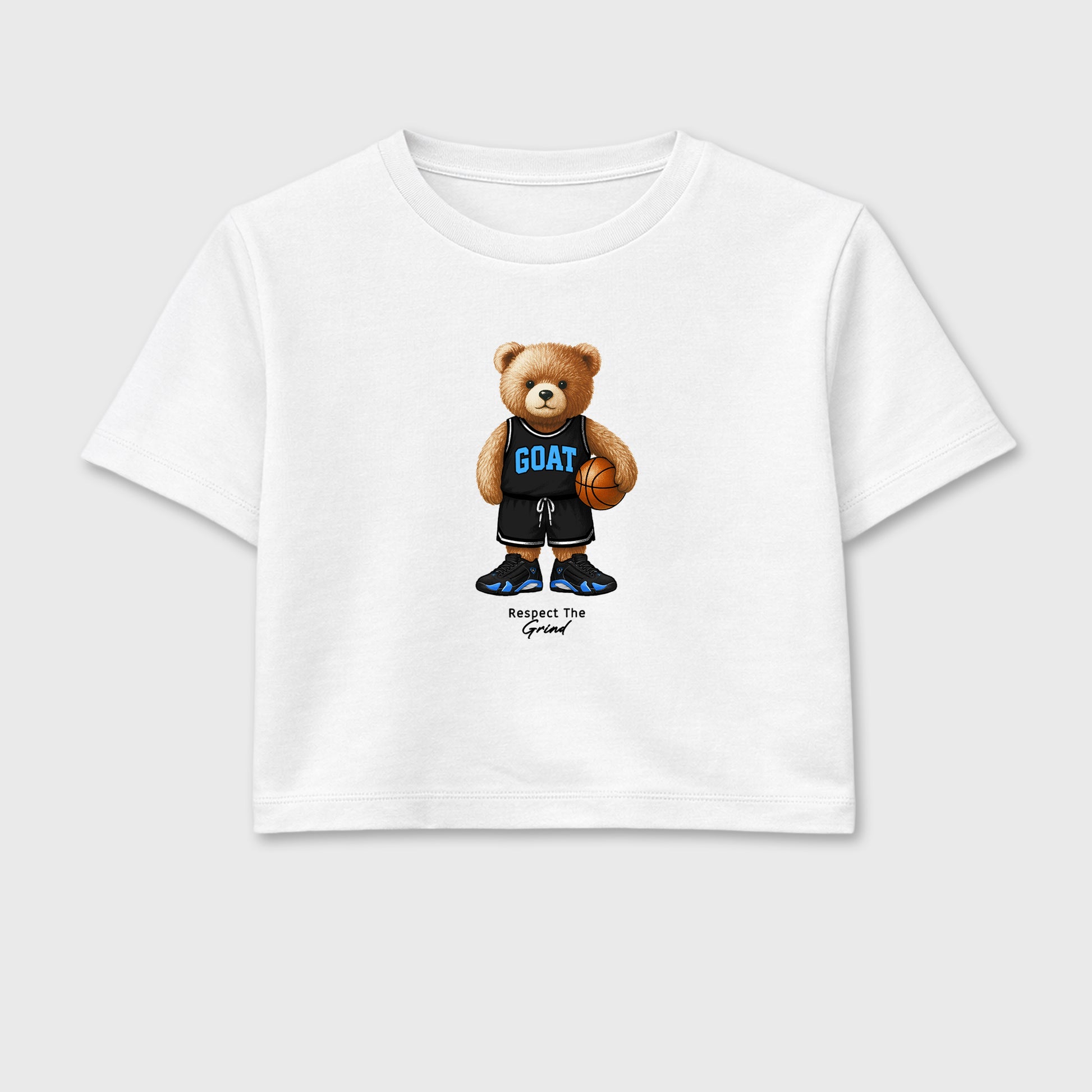 Sneaker match tees – Sneaker Tees To Match Air Jordan 14 University Blue Shoes – GOAT Mode Crop T-Shirt White 2
