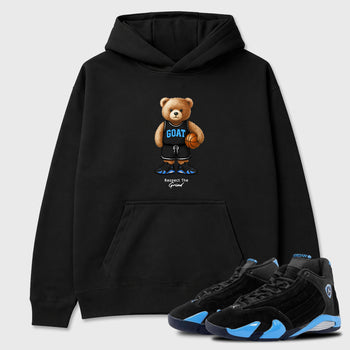 Sneaker match tees – Sneaker Tees To Match Air Jordan 14 University Blue Shoes – GOAT Mode Tee Black 1
