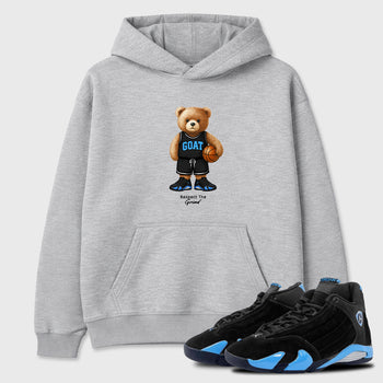 Sneaker match tees – Sneaker Tees To Match Air Jordan 14 University Blue Shoes – GOAT Mode Tee Heather Grey 1
