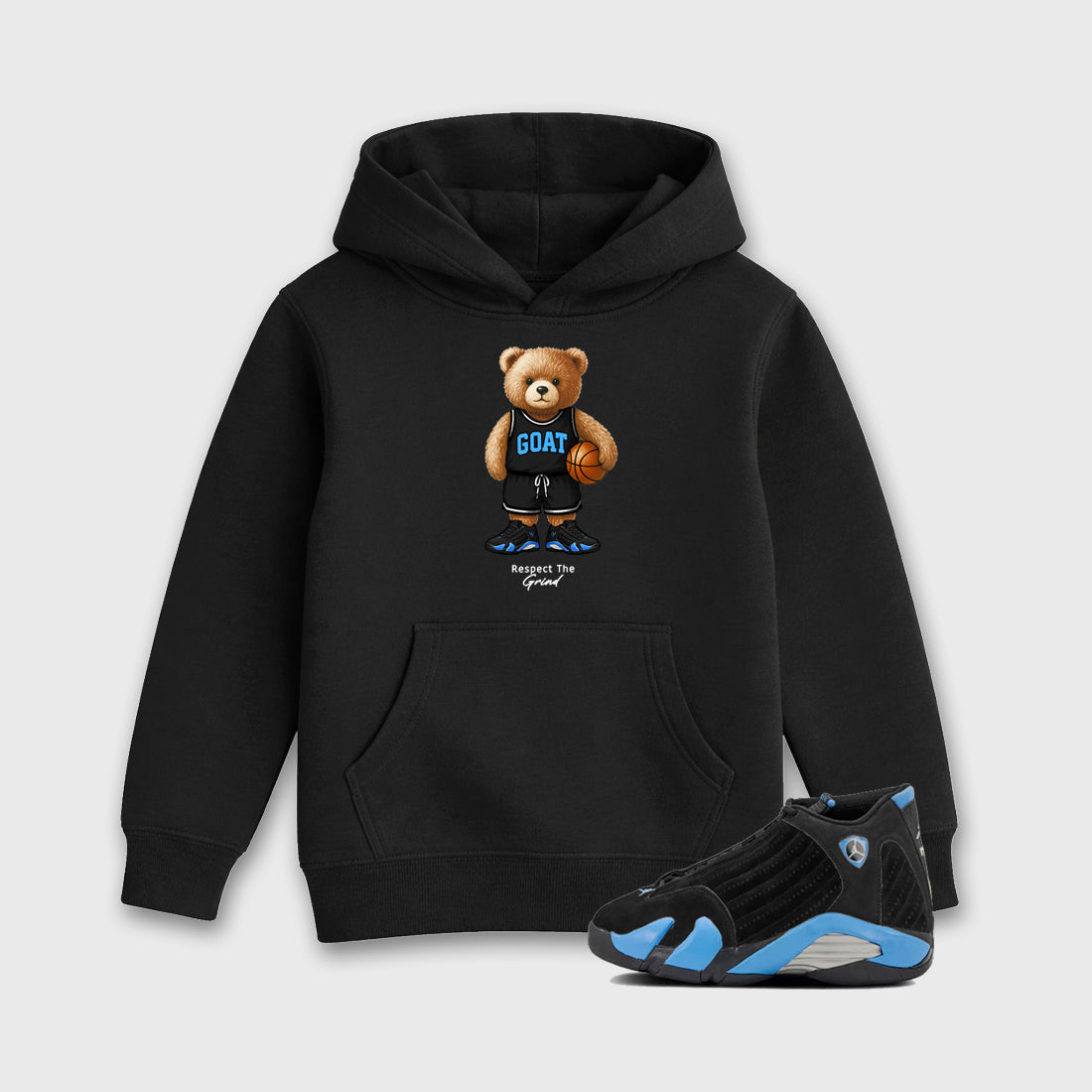 Sneaker match tees – Sneaker Tees To Match Air Jordan 14 University Blue Shoes – GOAT Mode Kids T-Shirt Black 1