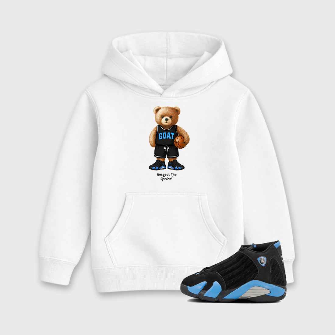 Sneaker match tees – Sneaker Tees To Match Air Jordan 14 University Blue Shoes – GOAT Mode Kids T-Shirt White 1