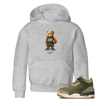 Basketball Graphic Tee – Sneaker Tees To Match Air Jordan 3 Family Affair – GOAT Mode Youth Graphic Tee Heather Grey 1. Perfect for 3s Medium Olive releases 2025 colorways.